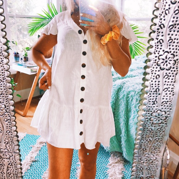 Skylar + Madison White Button Up Babydoll Dress - Picture 4 of 5